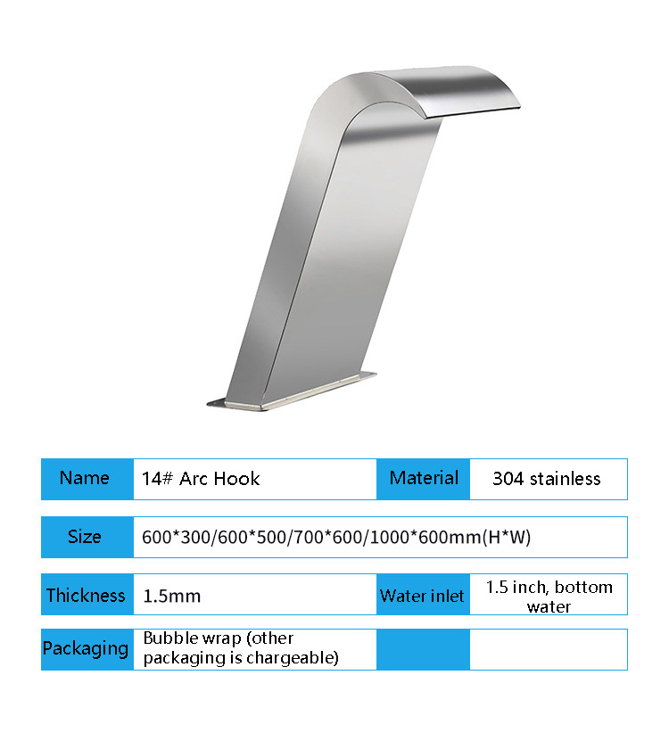 Quality Cascada Piscina 304 Stainless Steel SPA Swimming Pool Waterfall