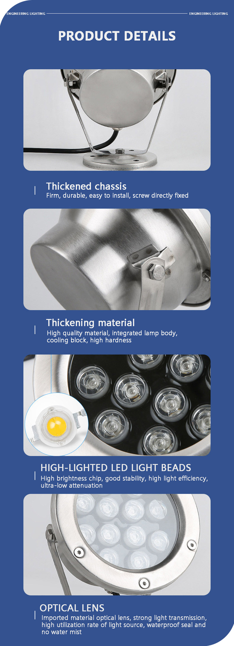 IP68 Waterproof RGB LED Underwater Light IP68 Waterproof RGB LED Underwater Light