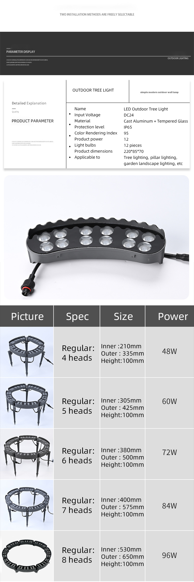 LED Palm Hug Tree Ring Light