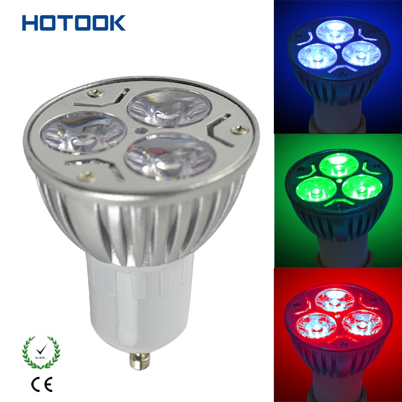 GU10 3W LED Spot Light Bulb Lamp with Red Blue Green Lights