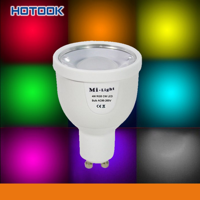 2.4G Mi.Light wifi dimmable GU10 86-265V 4W RGBW LED Spotlight