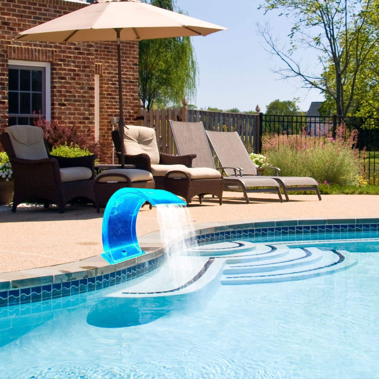 Transparent Acrylic Water Cascada piscina Custom Outdoor Water Descent led Swimming Pool Waterfall(1)