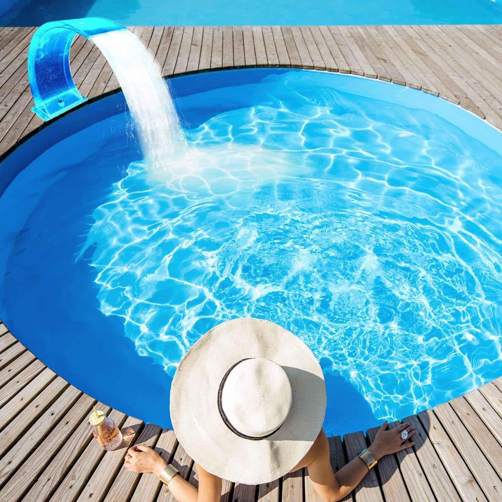 Transparent Acrylic Water Cascada piscina Custom Outdoor Water Descent led Swimming Pool Waterfall(1)