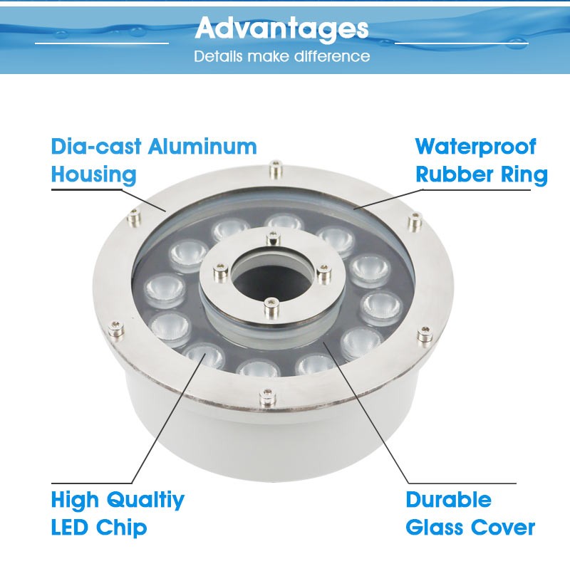 Premium Stainless Steel Die-cast Aluminum LED Fountain Light